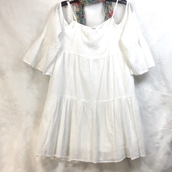 🦅AEO Boho Cold Shoulder Layered Cotton Crochet Trim Lingerie Strap - Picture 4 of 7